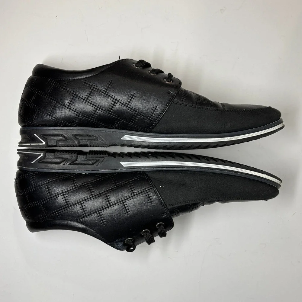 Cosidram Casual Dress Shoes Mens Black Quilted Suede Spike Detail Streetwear‎